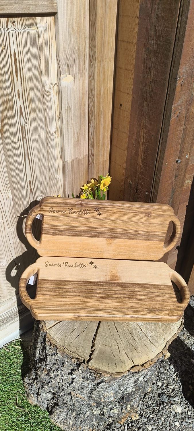Planche à découper double manche, soirée raclette Planche à découper double manche, soirée raclette