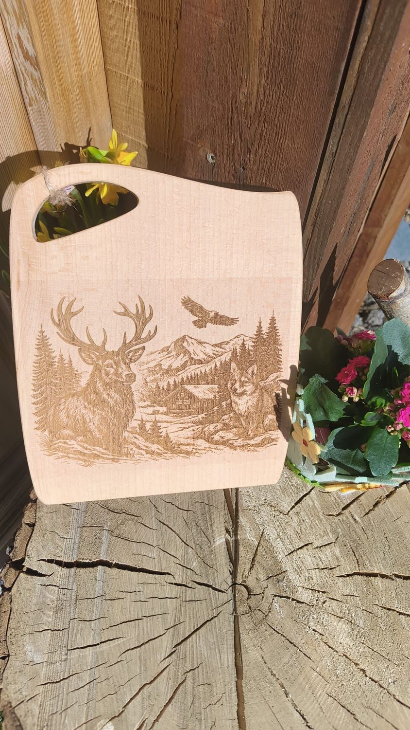 Planche présentation/découper renne, loup, aigle Planche présentation/découper renne, loup, aigle