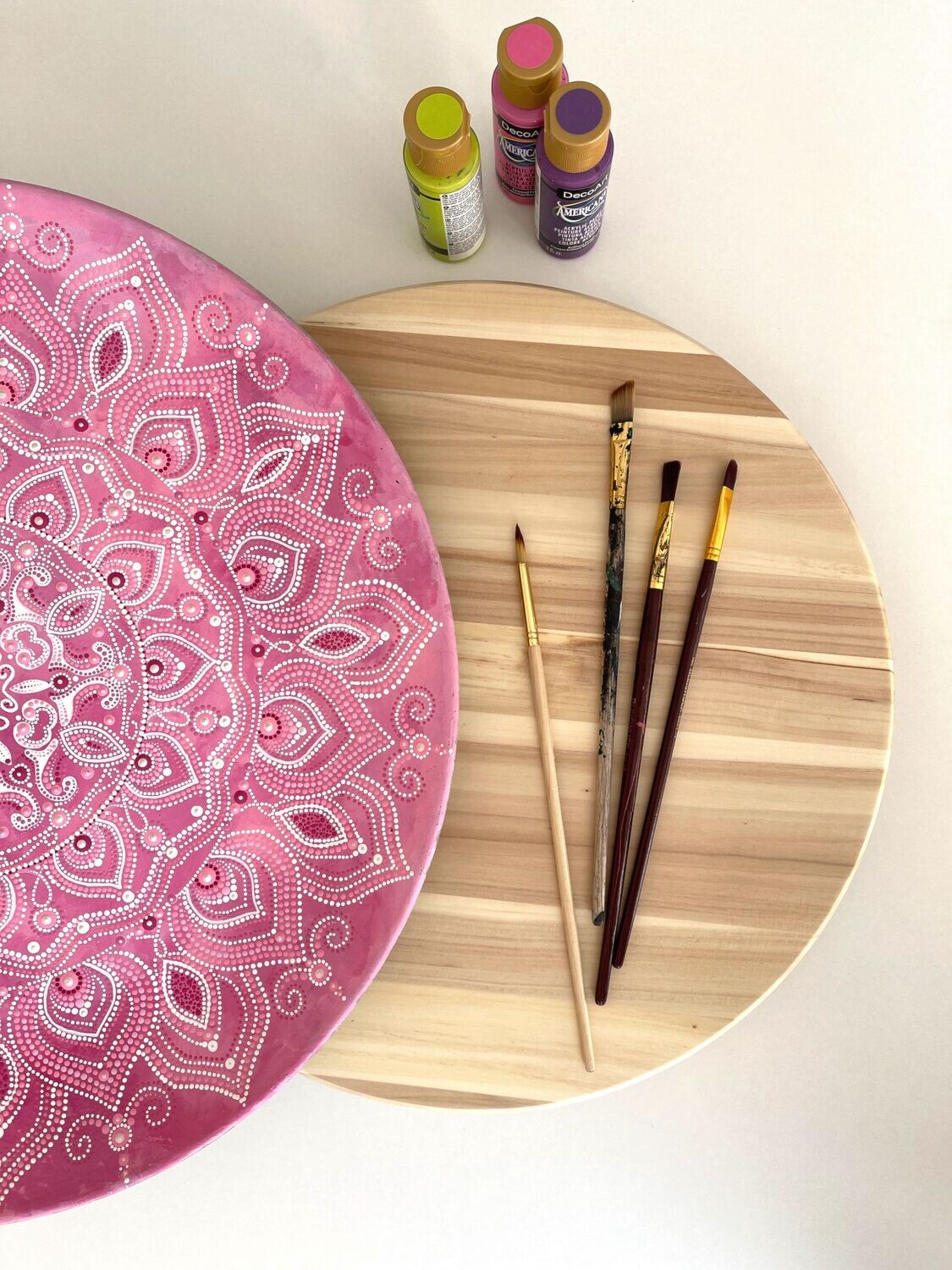 Holz-Drehteller für das Mandala-Steine malen, drehbarer Untersetzer Punktmalerei, Dot-Painting-Zubehör, Zubehör Acrylic Pouring