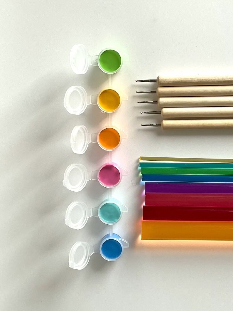 DIY Set 13 x Dotting-Tool mit Deco Art Americana Acrylfarbe, Punktierungs-Werkzeug Punktmalerei, Mandala-Steine, Steine bemalen, Dot Mandala
