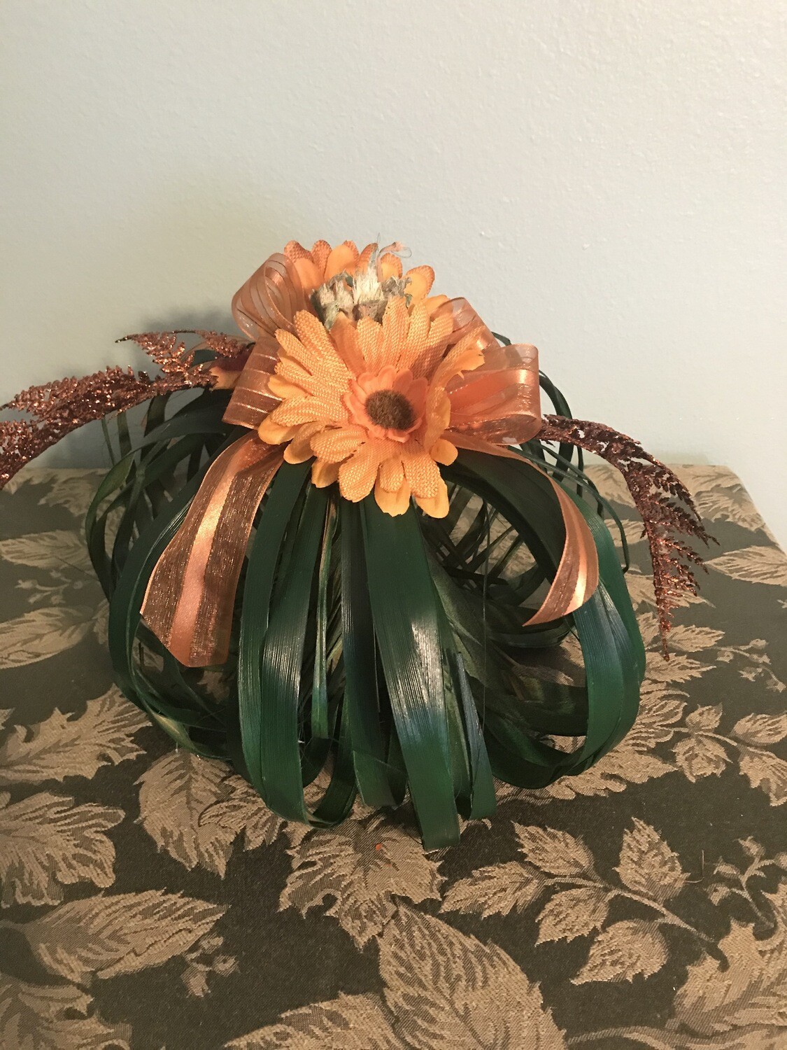 Palm Frond Pumpkin (Green Fully Decorated)