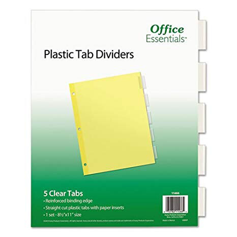 Dividers Index 5 tabs Clear [AVE 11466]