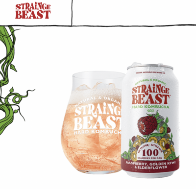 Strainge Beast Hard Kombucha : Raspberry Golden Kiwi Elderflower Strainge Beast Hard Kombucha : Raspberry Golden Kiwi Elderflower