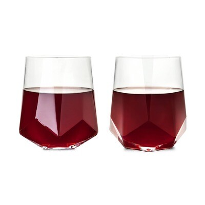 Viski - Raye™ Faceted Crystal Wine Glass (Set of 2) by Viski
