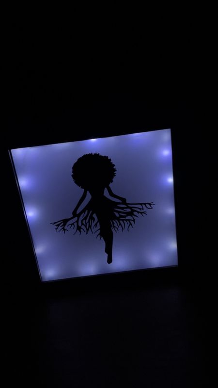 Afro Roots Lit Shadow Box w/lights *discontinued clearance item