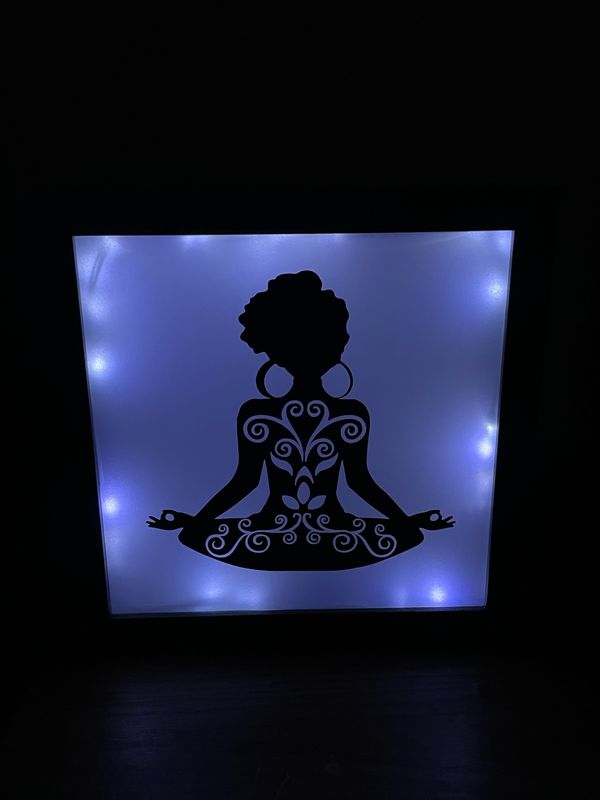 Afro Meditation Lotus Shadow Box w/lights *discontinued clearance item