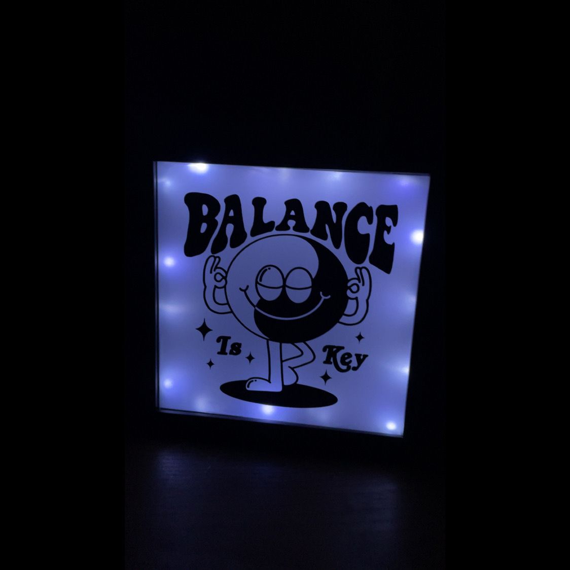 Yin Yang Smiley Face Lit Shadow Box w/lights *discontinued clearance item