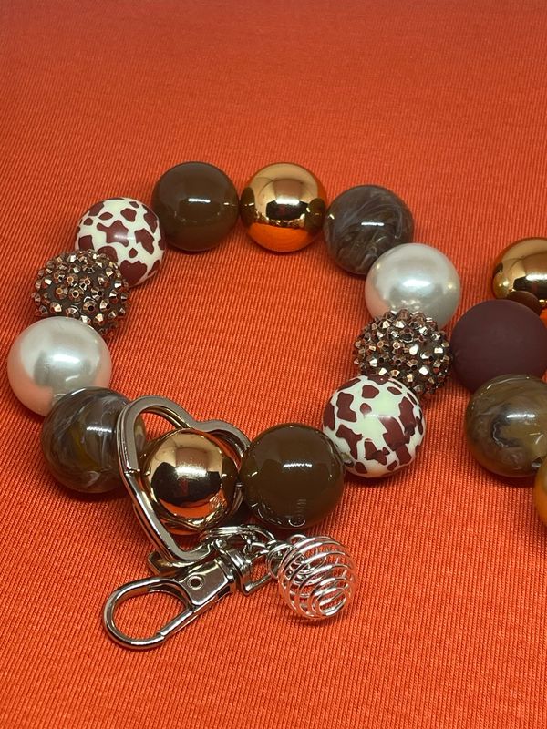 Aromatherapy Bubblegum Bead Keychain, Keychain Wristlet, Colorful Bracelet for Keys, Stretchy Beaded Keychain