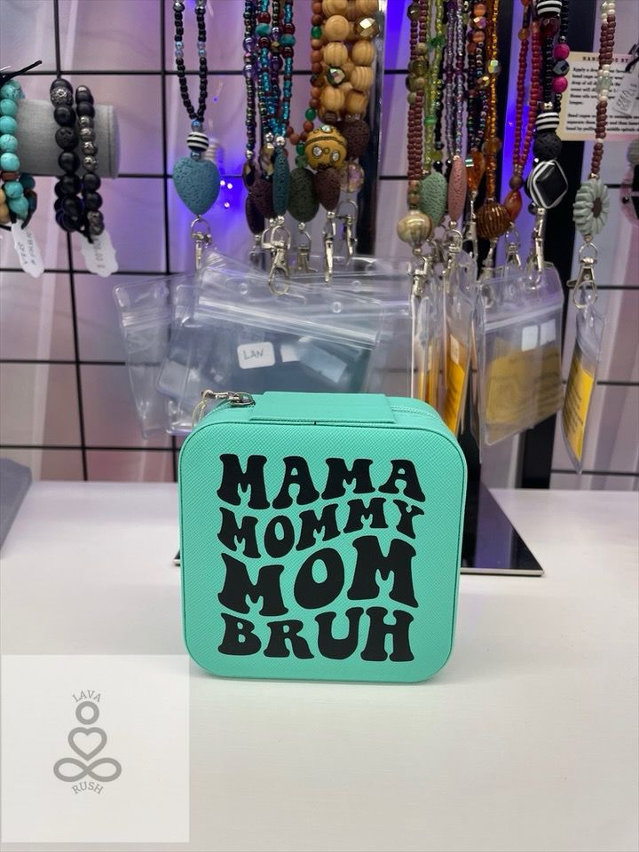 Mama, Mommy, Mom, Bruh Travel Jewelry Box (Blue)