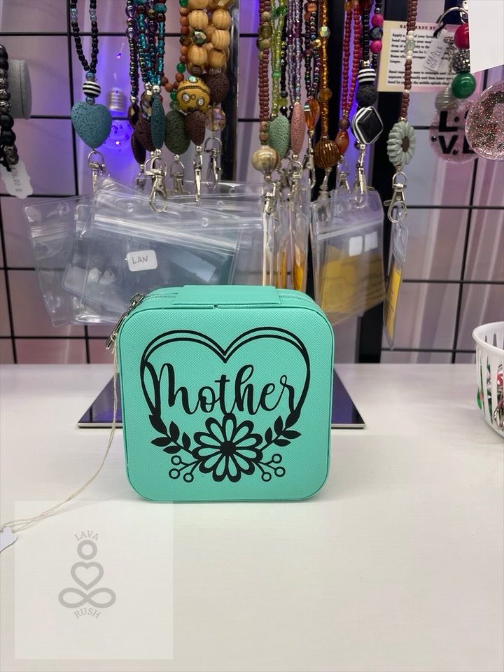Floral Mother Travel Jewelry Box (Blue)