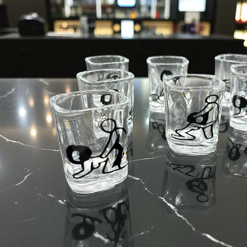 Adult Shot Glass- Afro Kamasutra Stick Figure