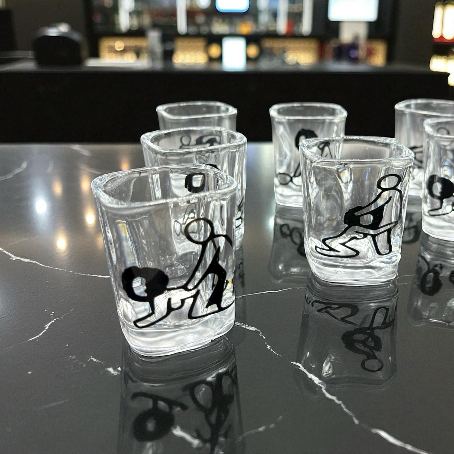 Adult Shot Glass- Afro Kamasutra Stick Figure