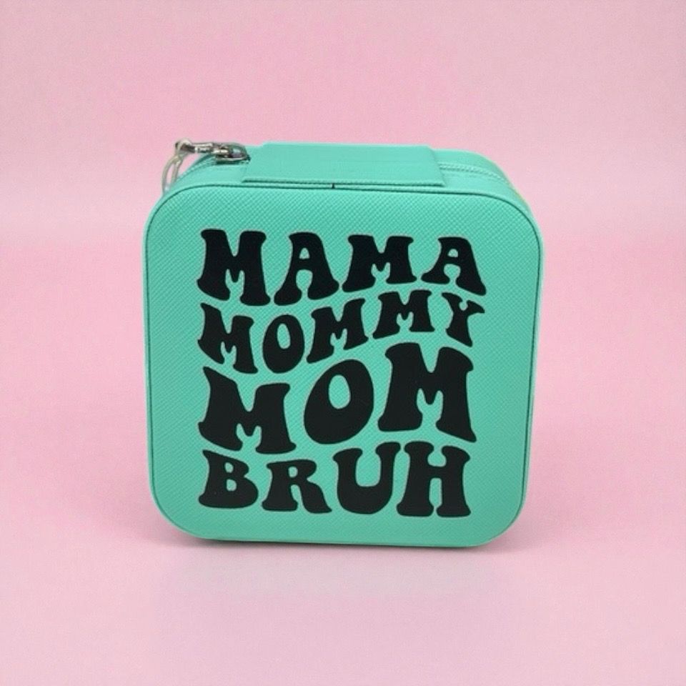 Mama, Mommy, Mom, Bruh Travel Jewelry Box (Blue)