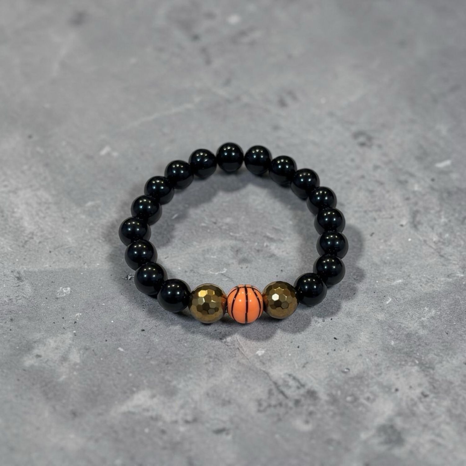 Courtside Gold — Basketball-Inspired Beaded Bracelet