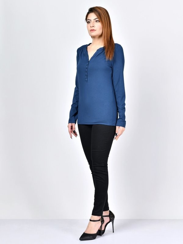 BUTTONED JERSEY TOP
