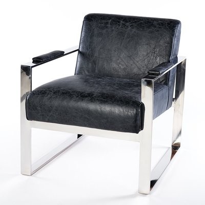 Vintage Ledersessel Schwarz Wartezimmer Sessel