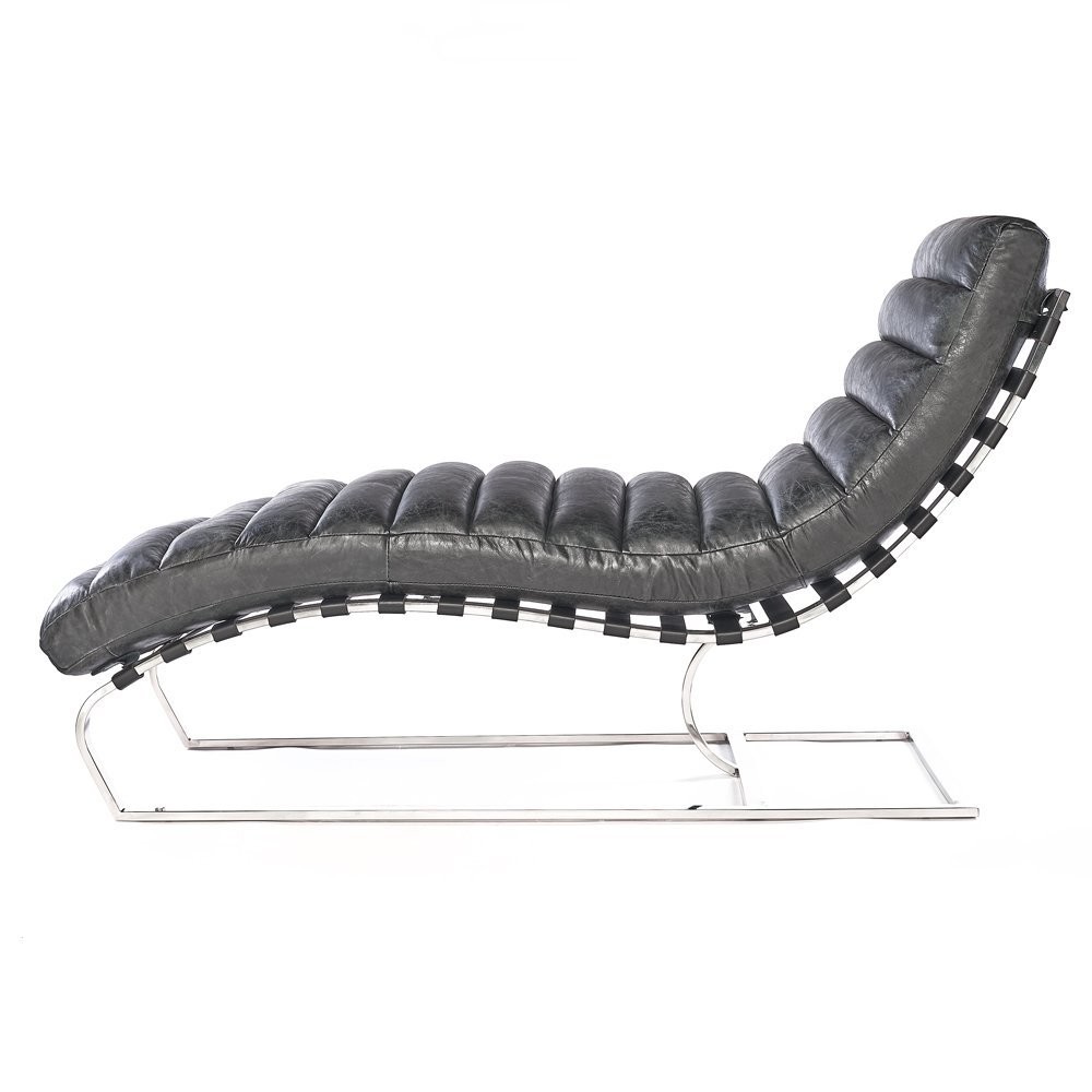 Vintage Leder Relaxliege Schwarz  - Design Liege