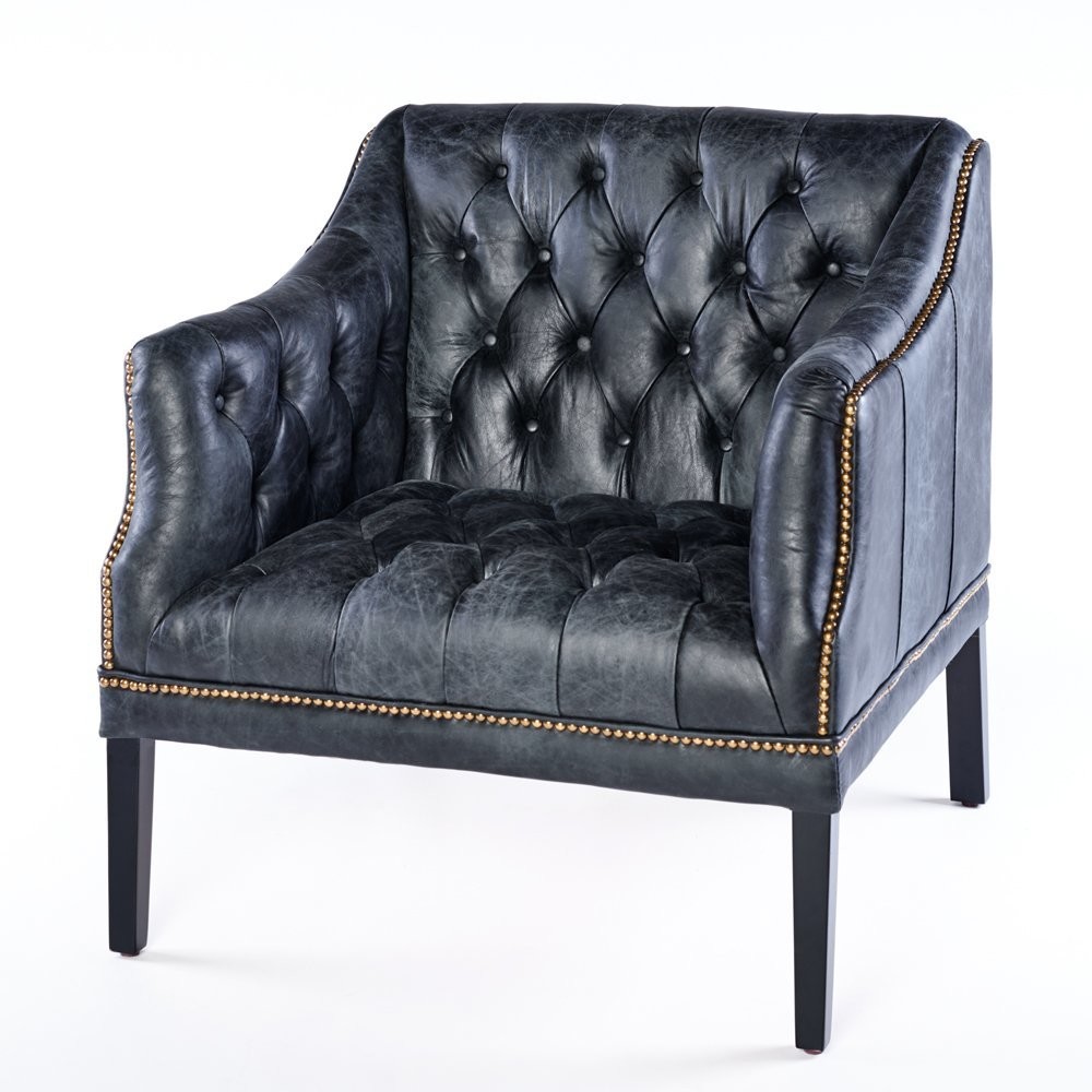 Chesterfield Ledersessel Schwarz Vintage Antik Look Sessel