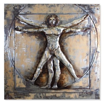 Metallbild 3D Vitruv Leonardo da Vinci 100x100cm