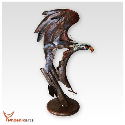 Phoenixarts Metall Eisen Skulptur Adler (46x78x25)