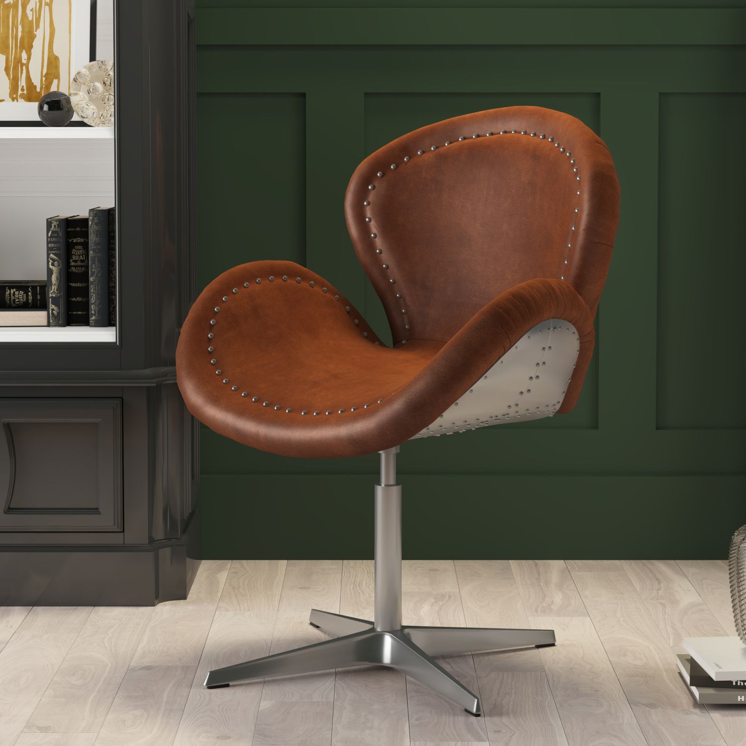 Aircraft Leder Drehsessel Braun - Retro Ledersessel