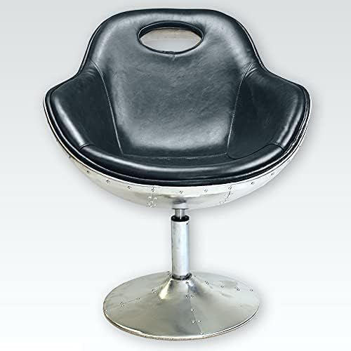 Aircraft Leder Drehsessel in Schwarz Schalensessel