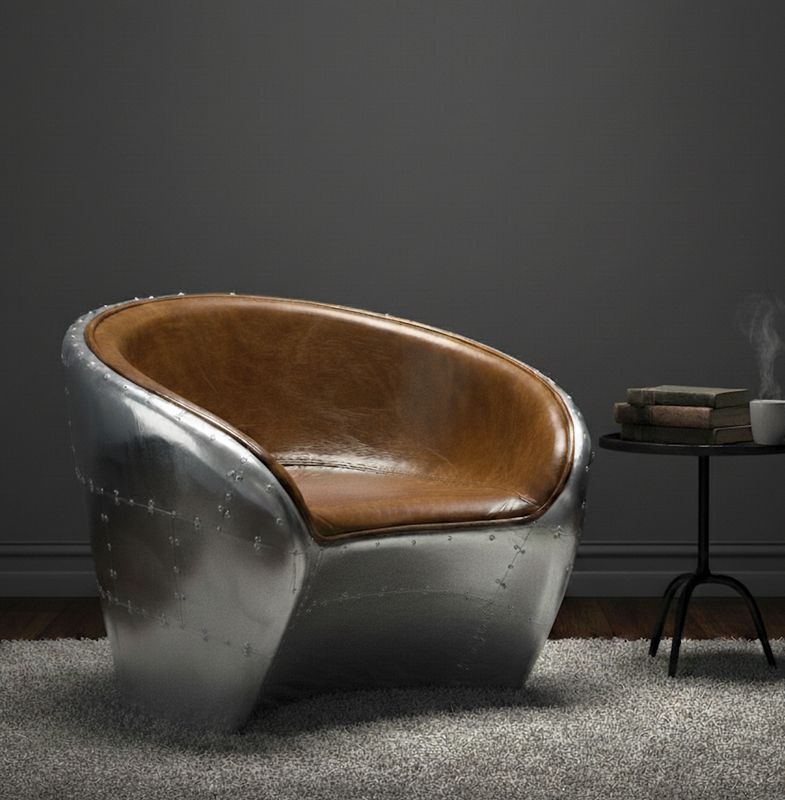 Aircraft Design Leder Schalensessel in Braun