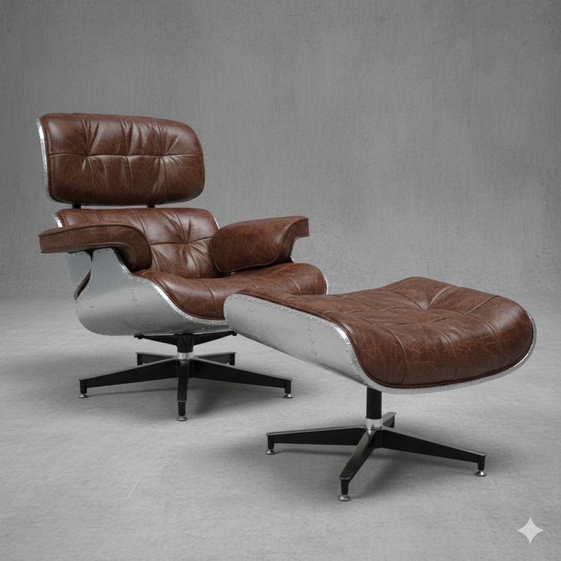 Aircraft Design Ledersessel mit Ottomane