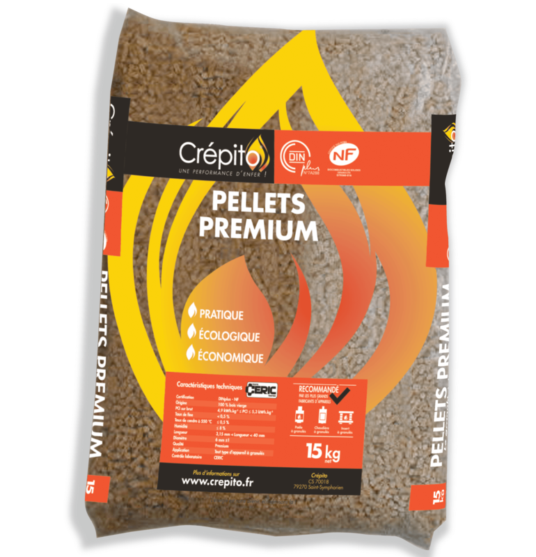 -- VENTE A EMPORTER --                                              Granulés de bois Crépito DIN+  Sac de 15kg