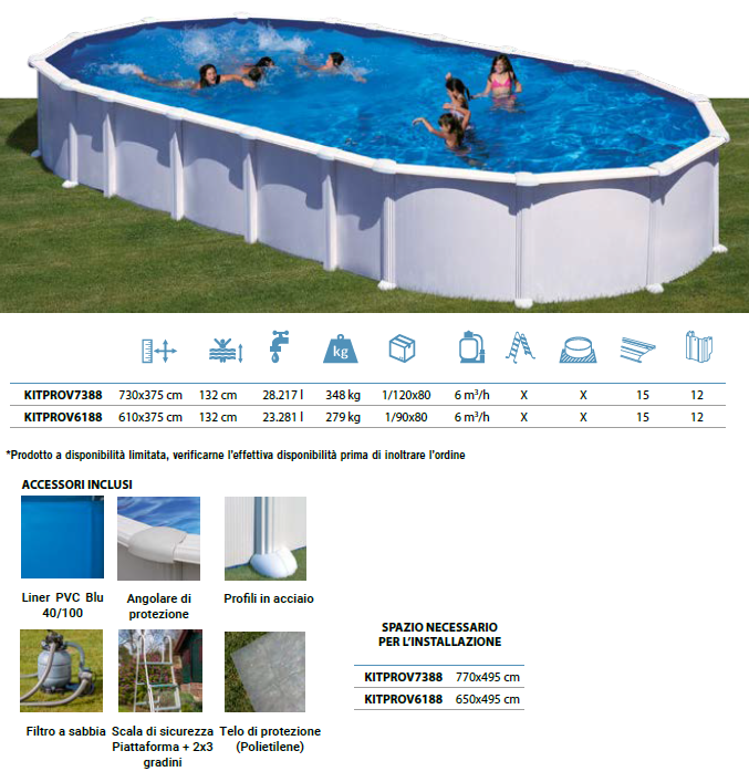 Piscina HAITI 610 x 375 H132 cm