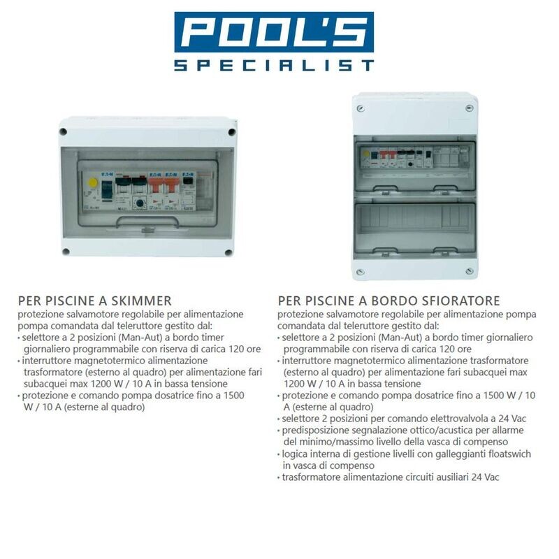 Quadro elettrico BASE per piscine private a skimmer e a sfioro