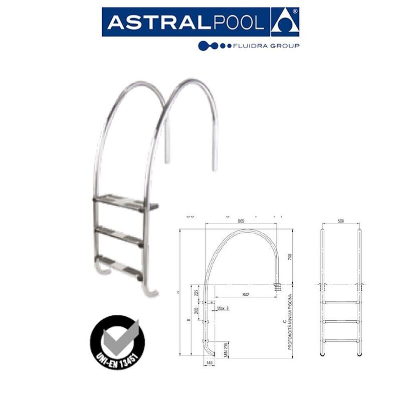 Scala Curva per piscina a sfioro