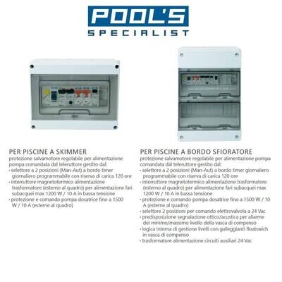 Quadro elettrico GLOOBE per piscine private a skimmer e a sfioro