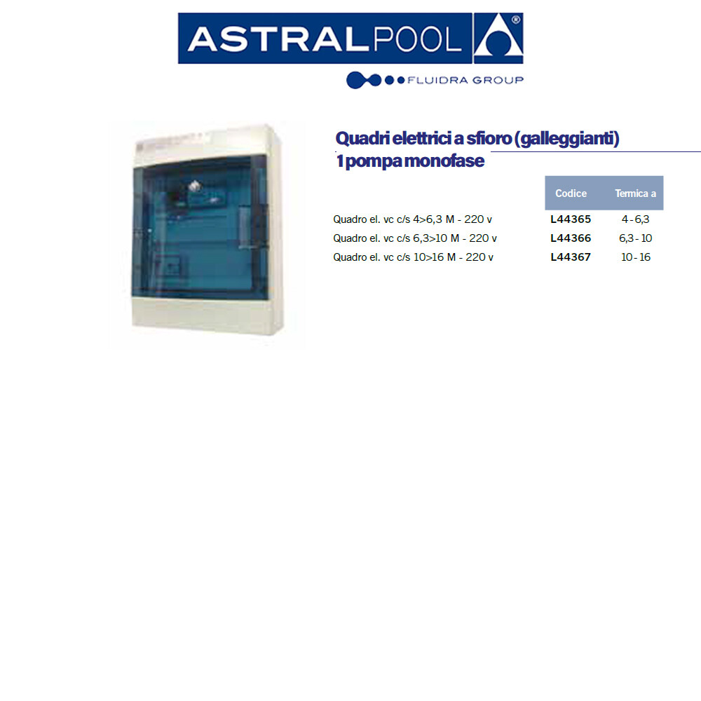 Quadri elettrici Astralpool per piscina a sfioro Quadri elettrici Astralpool per piscina a sfioro