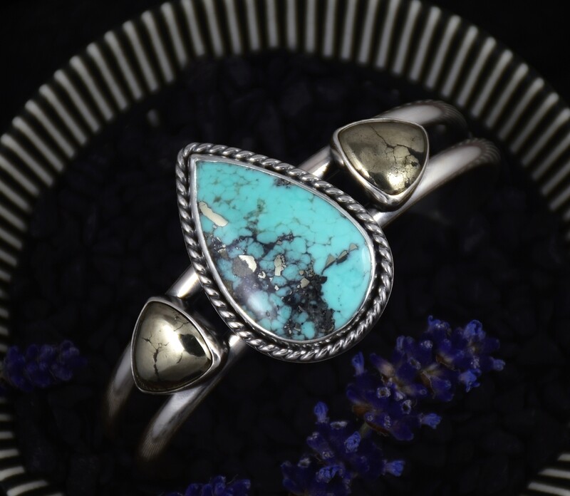 Campitos Turquoise &amp; Pyrite Cuff | Size S/M