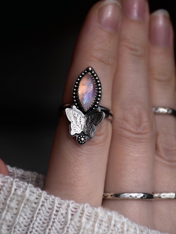 Butterfly Moonstone Ring | US 7 1/4 - 7 3/4