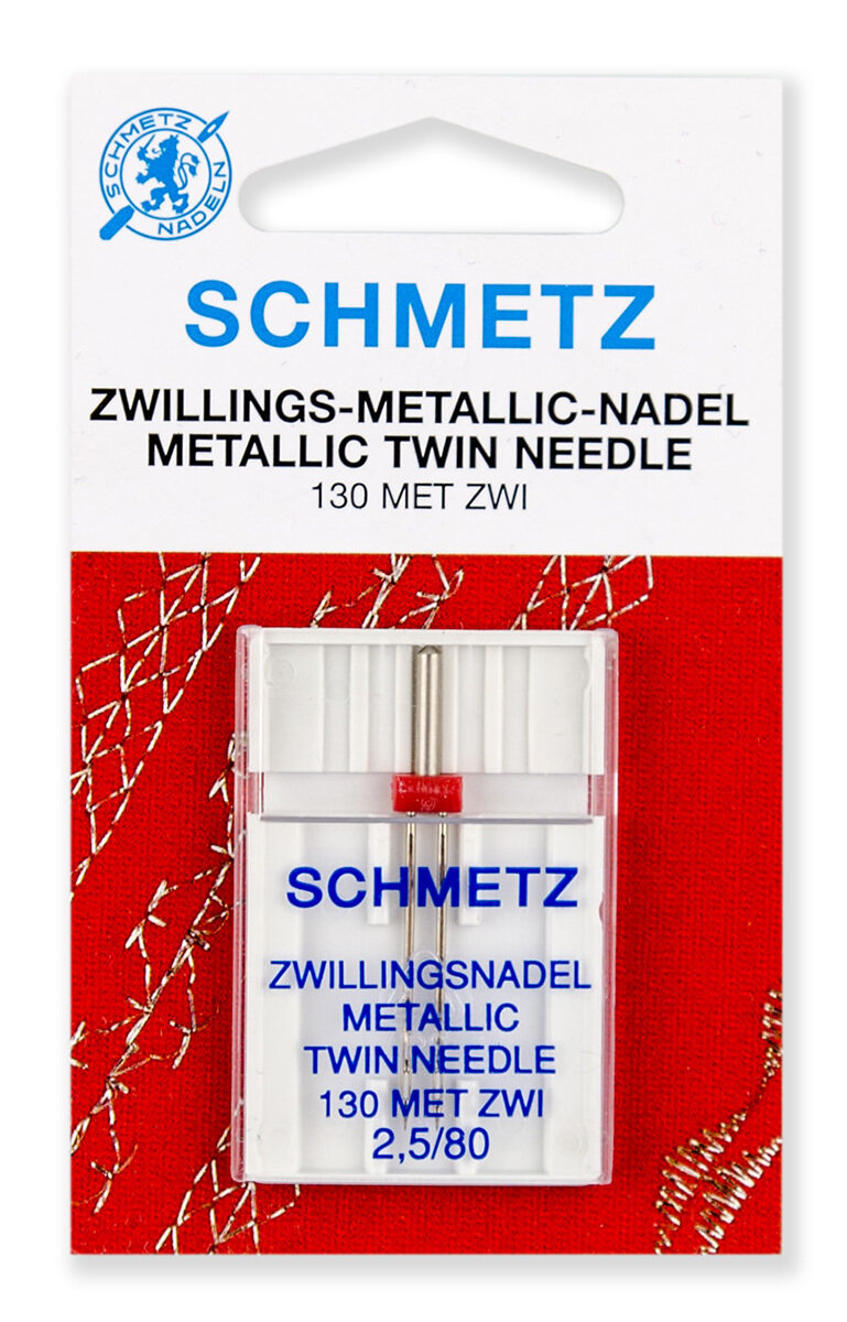 Иглы двойные для металлизированных нитей № 80/2.5, Schmetz