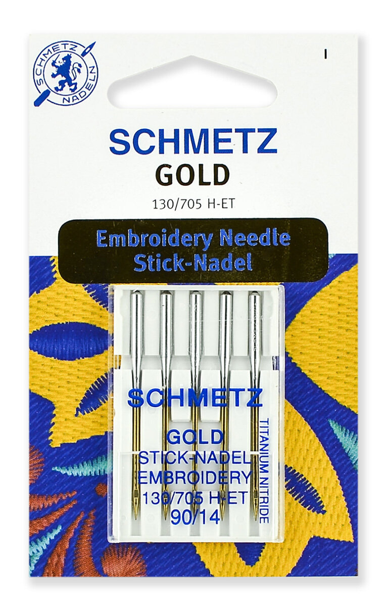 Иглы для для вышивки Gold, титаниум №90, Schmetz