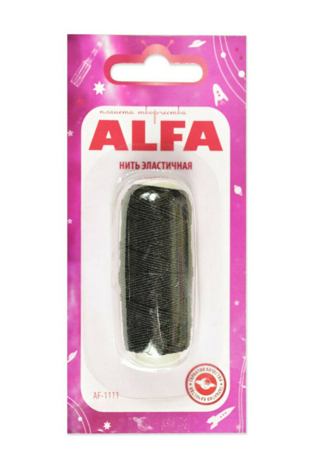 Нить эластичная (резинка) цв. черный, 25 м (в блистере) ALFA AF-1111 Black