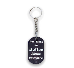 Porte-clef aluminium pour l&#39;école personnalisé, Choisissez la couleur: Noir