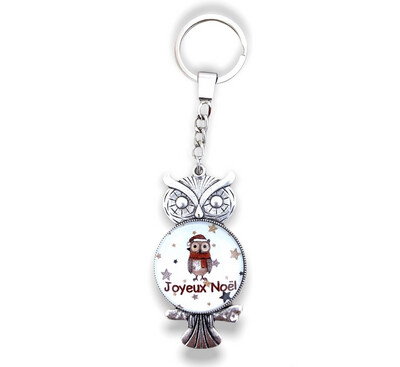 Porte-clefs cabochon Joyeux Noël