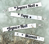 Porte-clefs en tissu joyeux noël personnalisable