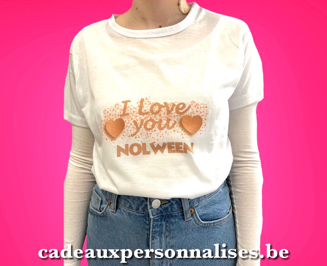 T-shirt personnalisé I Love You avec prénom