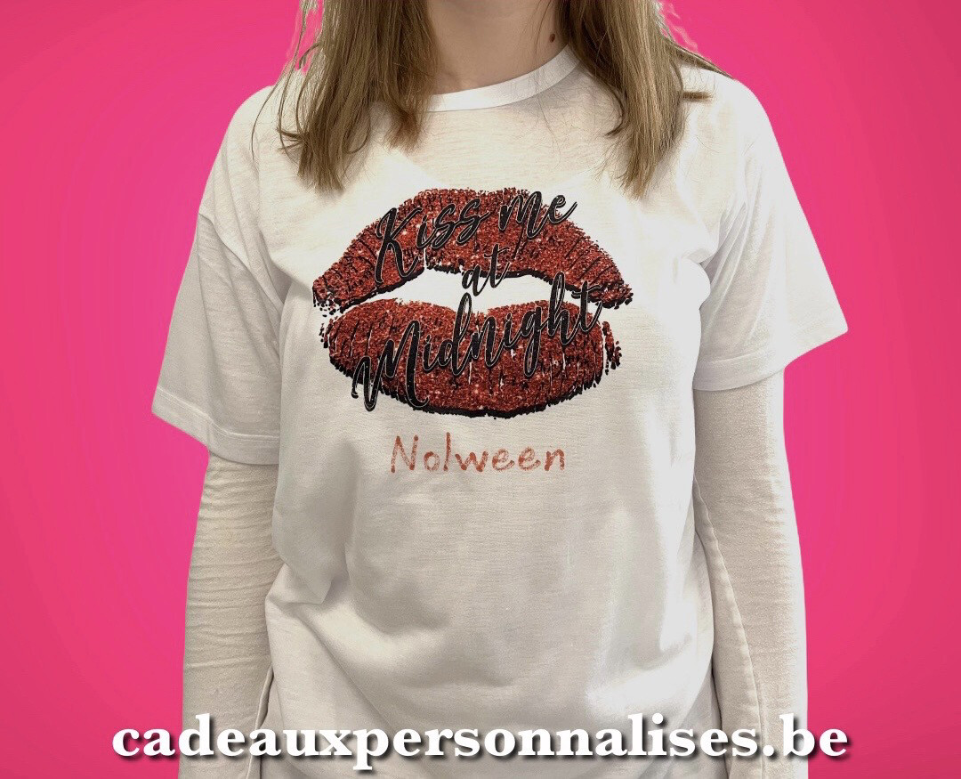 T-shirt personnalisé kiss me avec prénom