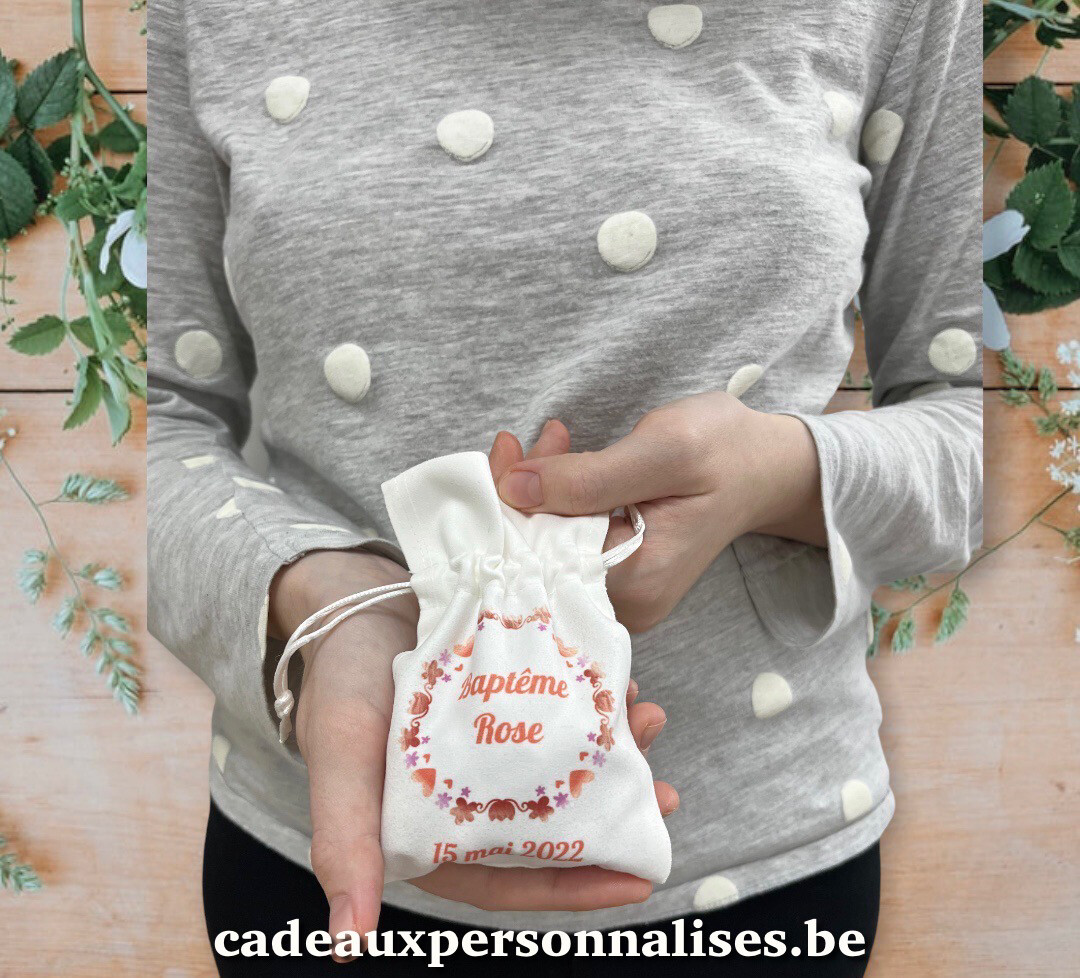 Pochon pour baptême personnalisable, Choisissez votre modèle: Thème rosé