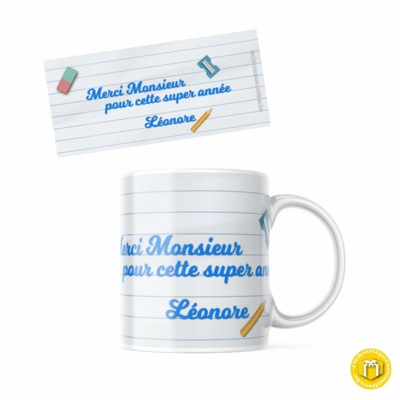 Mug personnalisé merci monsieur - cahier