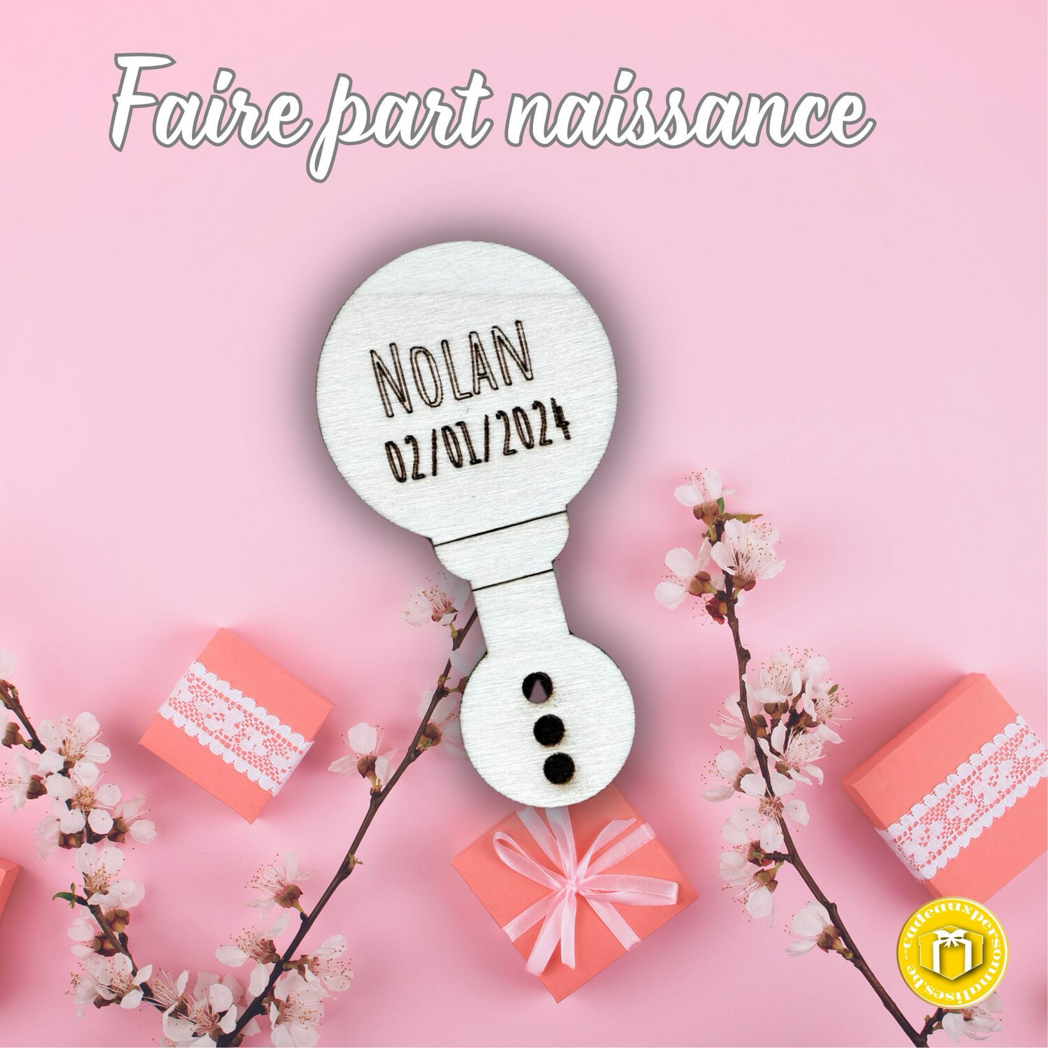 Faire part hochet pour naissance