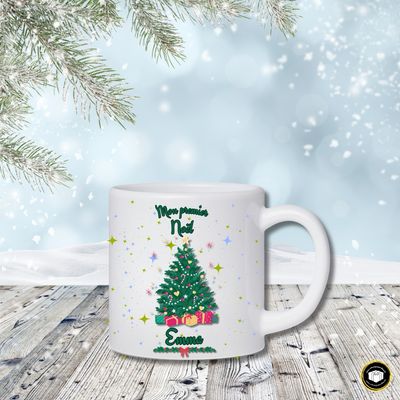 Tasse enfant en plastique mon premier Noël - avec prénom