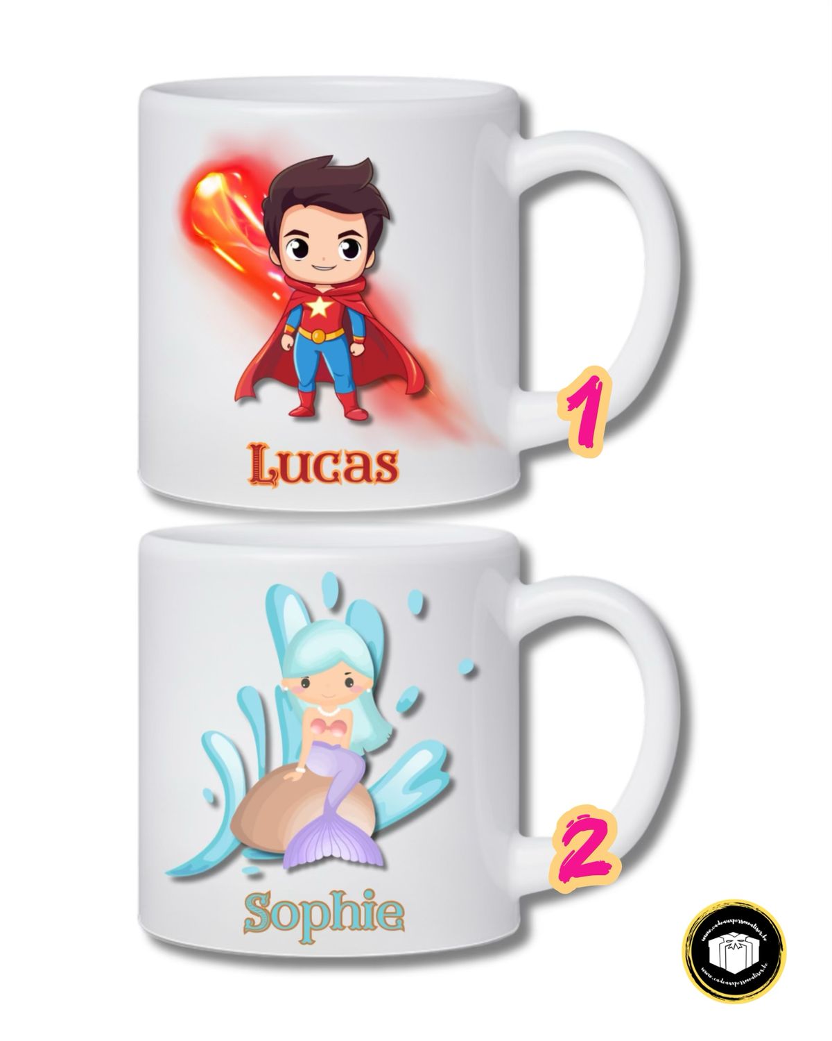 Tasse enfant personnalisée en plastic avec prénom - personnage