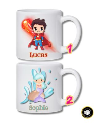 Tasse enfant personnalisée en plastic avec prénom - personnage